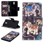 3D Colored Drawing Pattern Horizontal Flip Leather Case for Nokia 3.1, with Holder & Card Slots & Wallet(Two Elephants)