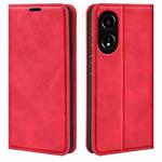 For OPPO A58 Retro-skin Magnetic Suction Leather Phone Case(Red)