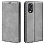 For OPPO A38 Retro-skin Magnetic Suction Leather Phone Case(Grey)