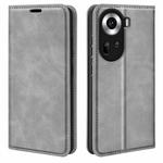 For OPPO Reno11 5G Global Retro-skin Magnetic Suction Leather Phone Case(Grey)