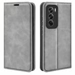 For OPPO Reno12 Pro 5G Global Retro-skin Magnetic Suction Leather Phone Case(Grey)