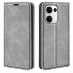 For OPPO Reno13 Pro 5G Retro-skin Magnetic Suction Leather Phone Case(Grey)