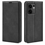 For OPPO Reno13 F Retro-skin Magnetic Suction Leather Phone Case(Black)