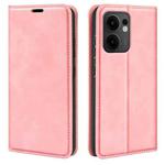 For OPPO Reno13 F Retro-skin Magnetic Suction Leather Phone Case(Pink)