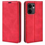 For OPPO Reno13 F Retro-skin Magnetic Suction Leather Phone Case(Red)