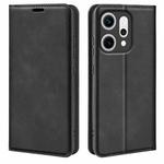 For OPPO Reno14 5G Global Retro-skin Magnetic Suction Leather Phone Case(Black)