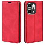 For OPPO Reno14 5G Global Retro-skin Magnetic Suction Leather Phone Case(Red)
