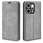 For OPPO Reno14 Pro 5G Global Retro-skin Magnetic Suction Leather Phone Case(Grey)