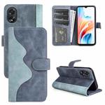 For OPPO A38 Stitching Horizontal Flip Leather Phone Case(Blue)