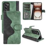 For OPPO Reno12 5G Global Stitching Horizontal Flip Leather Phone Case(Green)