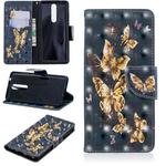 3D Colored Drawing Pattern Horizontal Flip Leather Case for Nokia 5.1, with Holder & Card Slots & Wallet(Black Background Butterfly)
