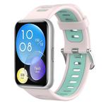 For Huawei Watch Fit Two-Color Silicone Watch Band(Pink+Teal)