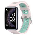 For Huawei Watch Fit Special Edition Two-Color Silicone Watch Band(Pink+Teal)