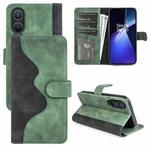 For OnePlus Nord CE4 Lite 5G Stitching Horizontal Flip Leather Phone Case(Green)