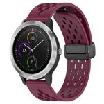 For Garmin Vivoactive3 20mm Folding Magnetic Clasp Silicone Watch Band(Wine Red)