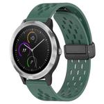 For Garmin Vivoactive3 20mm Folding Magnetic Clasp Silicone Watch Band(Dark Green)