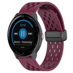 For Garmin Vivoactive3 Music 20mm Folding Magnetic Clasp Silicone Watch Band(Wine Red)