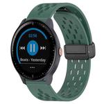 For Garmin Vivoactive3 Music 20mm Folding Magnetic Clasp Silicone Watch Band(Dark Green)