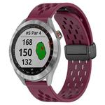 For Garmin Approach S40 20mm Folding Magnetic Clasp Silicone Watch Band(Wine Red)