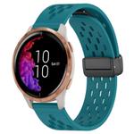 For Garmin Venu 20mm Folding Magnetic Clasp Silicone Watch Band(Hidden Green)