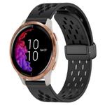 For Garmin Venu 20mm Folding Magnetic Clasp Silicone Watch Band(Black)