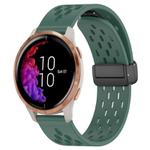 For Garmin Venu 20mm Folding Magnetic Clasp Silicone Watch Band(Dark Green)