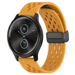 For Garmin VivoMove Style 20mm Folding Magnetic Clasp Silicone Watch Band(Yellow)