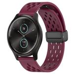 For Garmin VivoMove Style 20mm Folding Magnetic Clasp Silicone Watch Band(Wine Red)