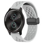 For Garmin VivoMove Style 20mm Folding Magnetic Clasp Silicone Watch Band(Light Grey)