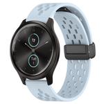 For Garmin VivoMove Style 20mm Folding Magnetic Clasp Silicone Watch Band(Light Blue)