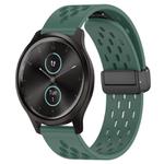For Garmin VivoMove Style 20mm Folding Magnetic Clasp Silicone Watch Band(Dark Green)