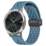For Garmin VivoMove Luxe 20mm Folding Magnetic Clasp Silicone Watch Band(Blue)
