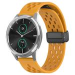 For Garmin VivoMove Luxe 20mm Folding Magnetic Clasp Silicone Watch Band(Yellow)