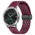 For Garmin VivoMove Luxe 20mm Folding Magnetic Clasp Silicone Watch Band(Wine Red)