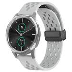For Garmin VivoMove Luxe 20mm Folding Magnetic Clasp Silicone Watch Band(Light Grey)
