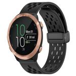 For Garmin Forerunner 645 20mm Folding Magnetic Clasp Silicone Watch Band(Black)