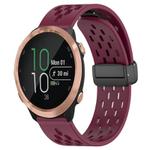 For Garmin Forerunner 645 20mm Folding Magnetic Clasp Silicone Watch Band(Wine Red)