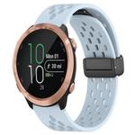 For Garmin Forerunner 645 20mm Folding Magnetic Clasp Silicone Watch Band(Light Blue)
