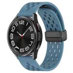 For Samsung Galaxy Watch 6 Classic 47mm 20mm Folding Magnetic Clasp Silicone Watch Band(Blue)