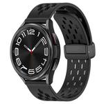 For Samsung Galaxy Watch 6 Classic 47mm 20mm Folding Magnetic Clasp Silicone Watch Band(Black)