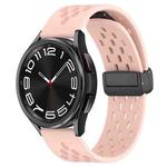 For Samsung Galaxy Watch 6 Classic 47mm 20mm Folding Magnetic Clasp Silicone Watch Band(Pink)