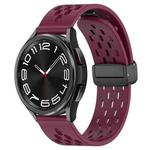 For Samsung Galaxy Watch 6 Classic 43mm 20mm Folding Magnetic Clasp Silicone Watch Band(Wine Red)