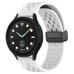 For Samsung Galaxy watch 5 Golf Edition 20mm Folding Magnetic Clasp Silicone Watch Band(White)