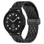 For Samsung Galaxy watch 5 Golf Edition 20mm Folding Magnetic Clasp Silicone Watch Band(Black)