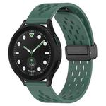 For Samsung Galaxy watch 5 Golf Edition 20mm Folding Magnetic Clasp Silicone Watch Band(Dark Green)