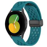 For Samsung Galaxy Watch 5  44mm 20mm Folding Magnetic Clasp Silicone Watch Band(Hidden Green)