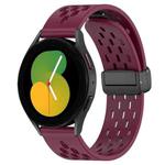 For Samsung Galaxy Watch 5  40mm 20mm Folding Magnetic Clasp Silicone Watch Band(Wine Red)