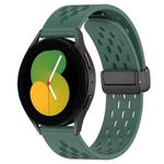 For Samsung Galaxy Watch 5  40mm 20mm Folding Magnetic Clasp Silicone Watch Band(Dark Green)