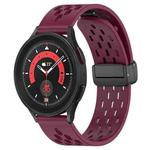 For Samsung Galaxy Watch 5 Pro  45mm 20mm Folding Magnetic Clasp Silicone Watch Band(Wine Red)