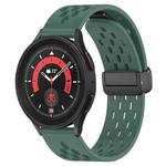 For Samsung Galaxy Watch 5 Pro  45mm 20mm Folding Magnetic Clasp Silicone Watch Band(Dark Green)